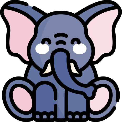 elefante Kawaii Lineal color icono