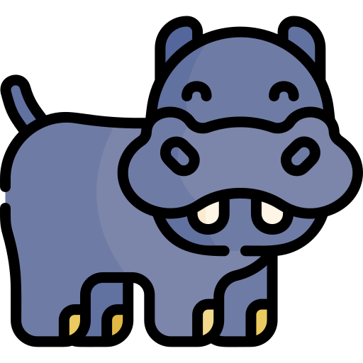hipopótamo Kawaii Lineal color Ícone