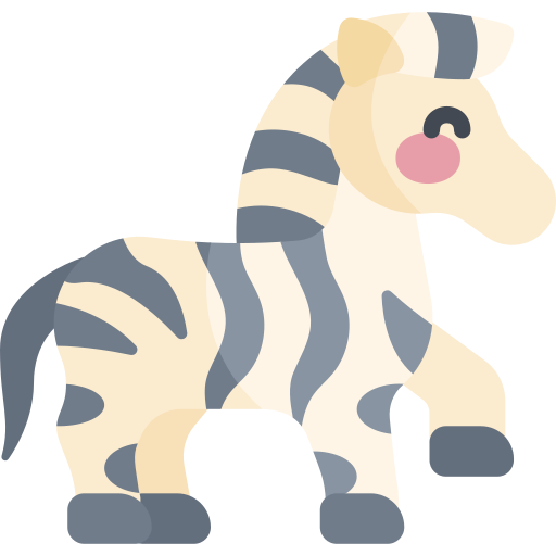 zebra Kawaii Flat icoon