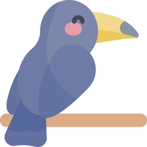 Ворона Kawaii Flat иконка