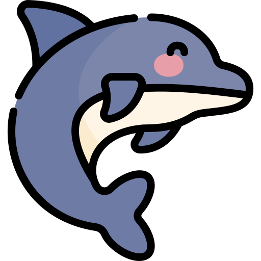 Дельфин Kawaii Lineal color иконка