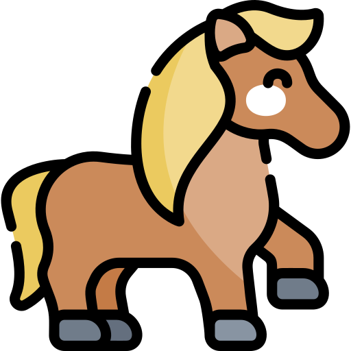 caballo Kawaii Lineal color icono