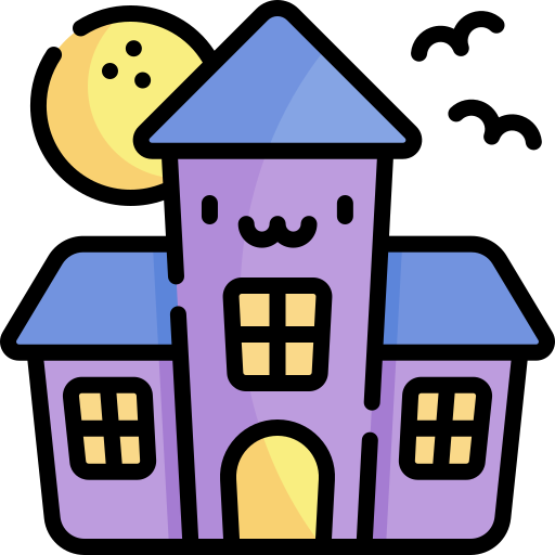 casa embrujada Kawaii Lineal color icono