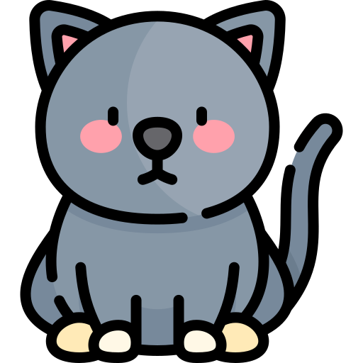 검은 고양이 Kawaii Lineal color icon