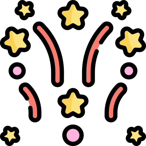 fuochi d'artificio Kawaii Lineal color icona