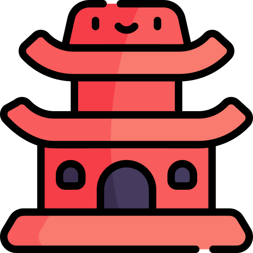 Świątynia Kawaii Lineal color ikona