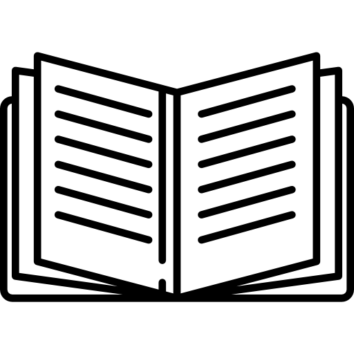 Открытая книга с текстовыми строками  иконка