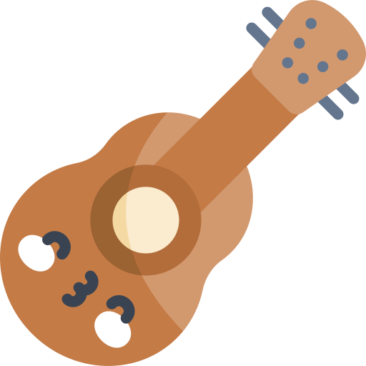 ukulele Kawaii Flat ikona