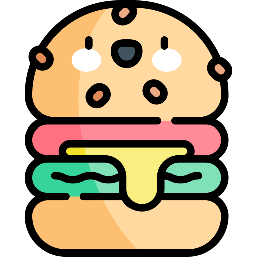 Бургер Kawaii Lineal color иконка