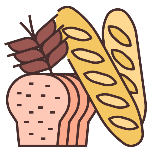 Bread Generic Thin Outline Color icon