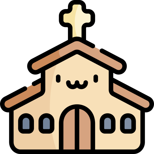 kerk Kawaii Lineal color icoon