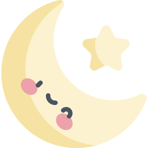 księżyc Kawaii Flat ikona