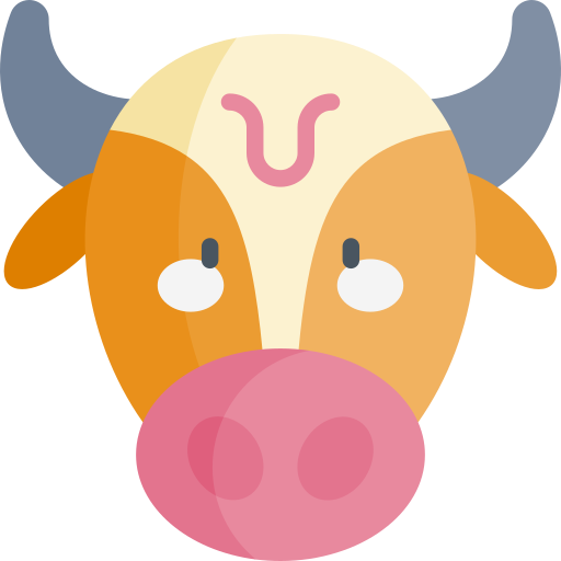 vaca Kawaii Flat icono