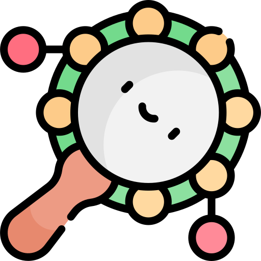 tambor sonajero Kawaii Lineal color icono