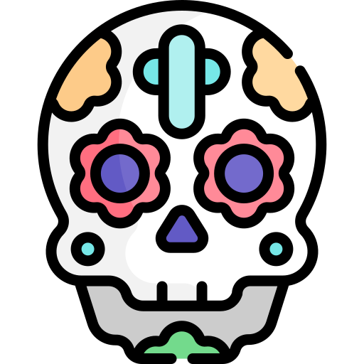 cranio Kawaii Lineal color icona