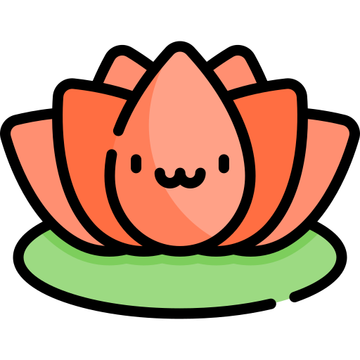 lotus Kawaii Lineal color Icône