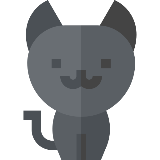 zwarte kat Basic Straight Flat icoon