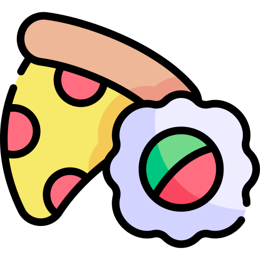 pizza Kawaii Lineal color icona