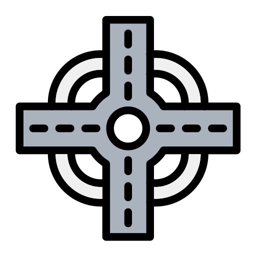 Road Intersection Generic Outline Color icon