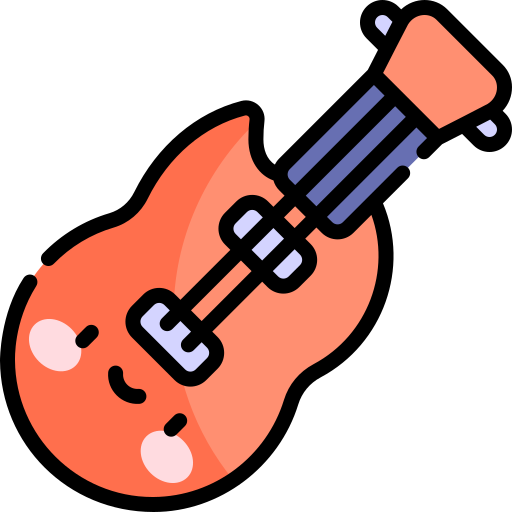 guitarra elétrica Kawaii Lineal color Ícone