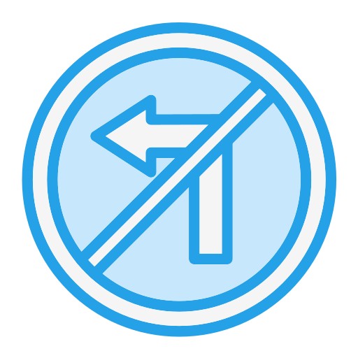 No turn left Generic Blue icon