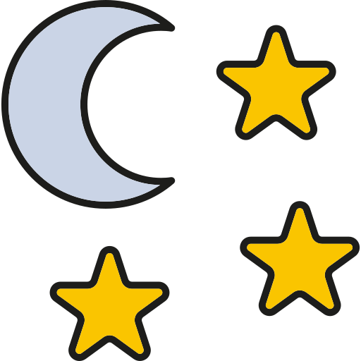 księżyc i gwiazdy Generic Outline Color ikona