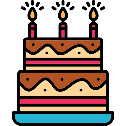 pastel de cumpleaños Generic Outline Color icono