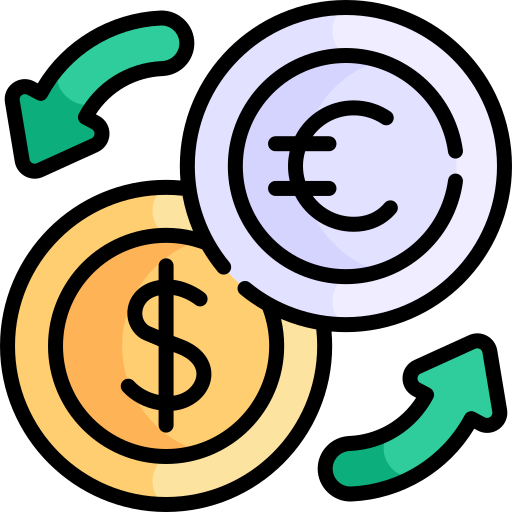 cambio valuta Kawaii Lineal color icona