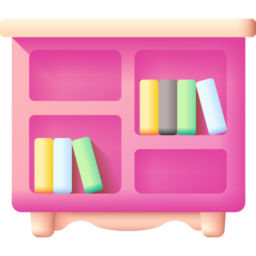 estante de libros 3D Color icono