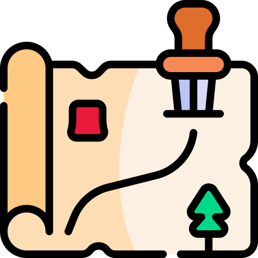 mapa del tesoro Kawaii Lineal color icono