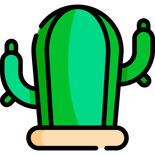 cactus Kawaii Lineal color Icône