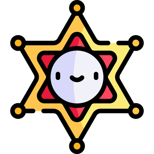 Значок шерифа Kawaii Lineal color иконка