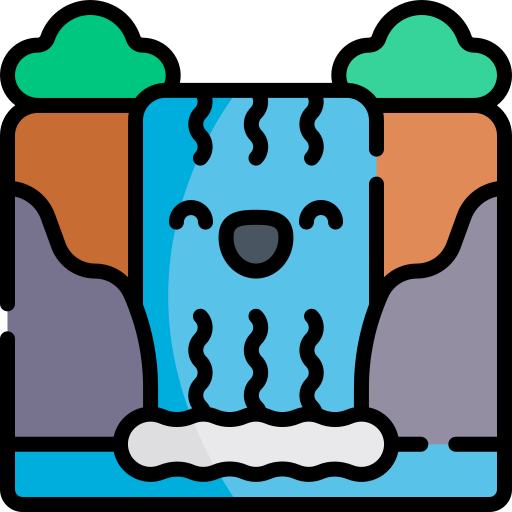 cascada Kawaii Lineal color icono