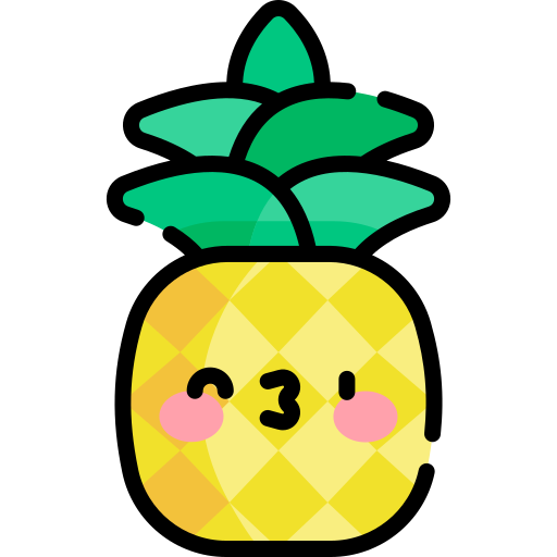 ananas Kawaii Lineal color icoon