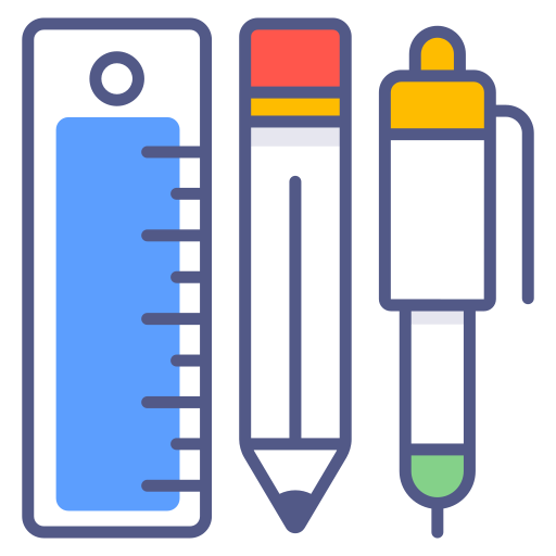 potlood en liniaal Generic Outline Color icoon