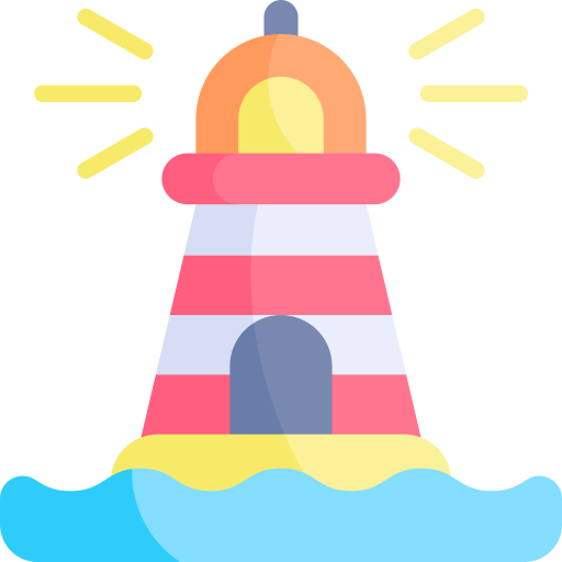 latarnia morska Kawaii Flat ikona