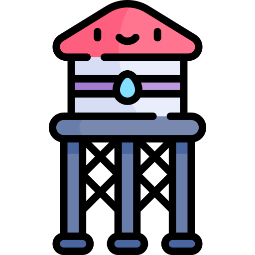 Water tower Kawaii Lineal color icon