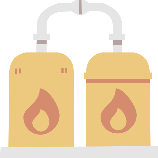 refinería de petróleo Cartoon Flat icono