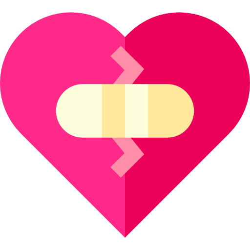 gebroken hart Basic Straight Flat icoon