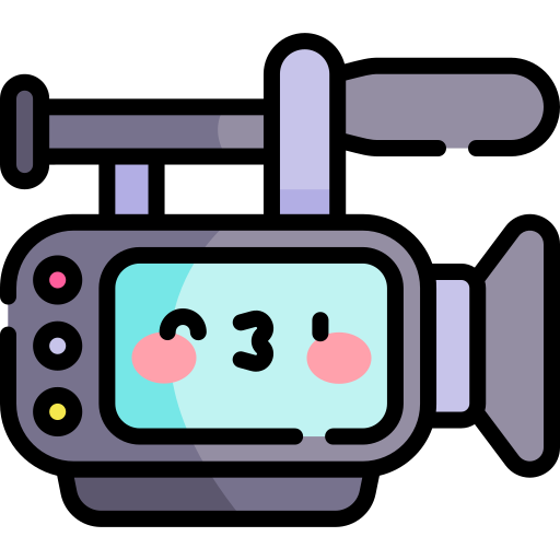 caméra vidéo Kawaii Lineal color Icône