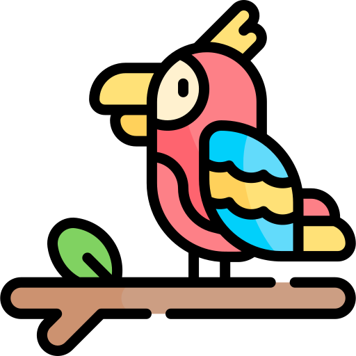 papuga Kawaii Lineal color ikona