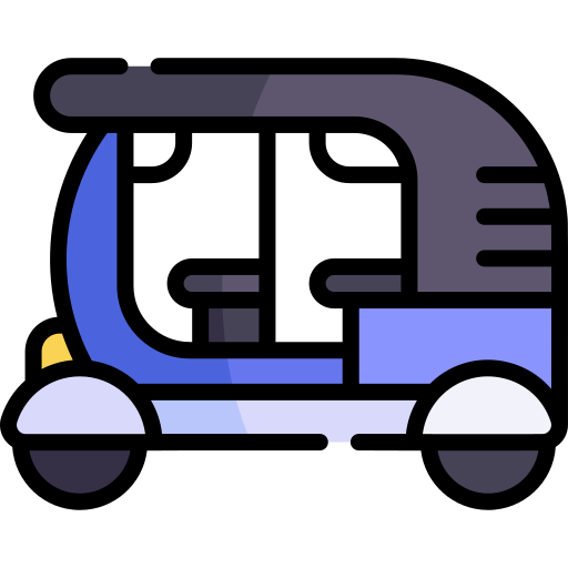 tuktuk Kawaii Lineal color icono