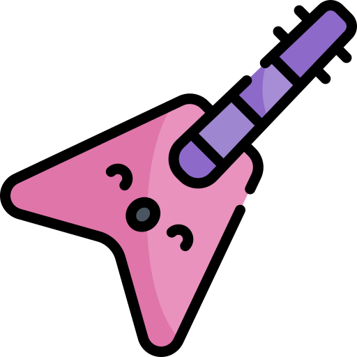 ギター Kawaii Lineal color icon