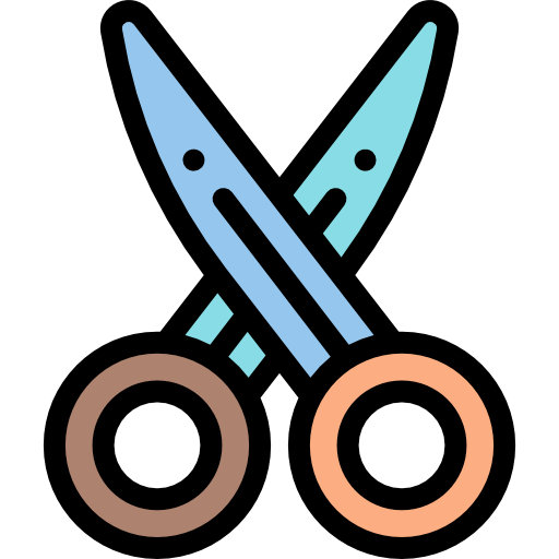 Scissors Detailed Rounded Lineal color icon