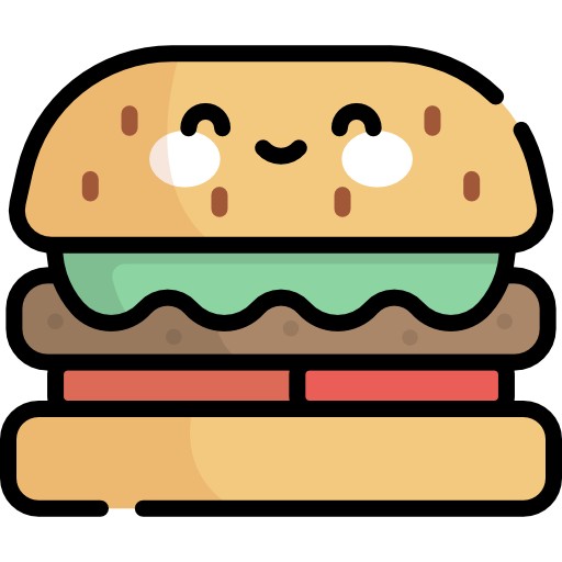 hamburger Kawaii Lineal color ikona