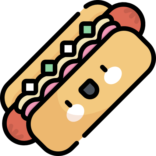 hotdog Kawaii Lineal color icoon