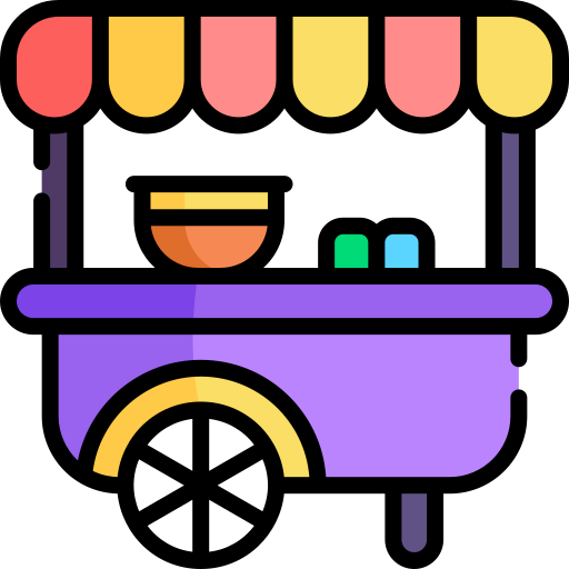 carrinho de comida Kawaii Lineal color Ícone