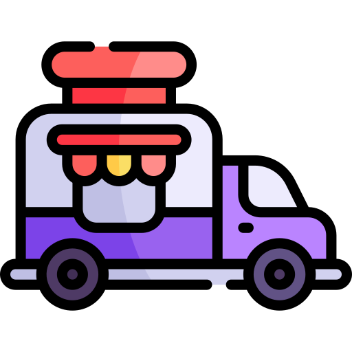 camion di cibo Kawaii Lineal color icona