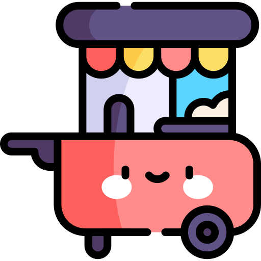 carro de comida Kawaii Lineal color icono
