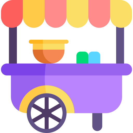 chariot de nourriture Kawaii Flat Icône